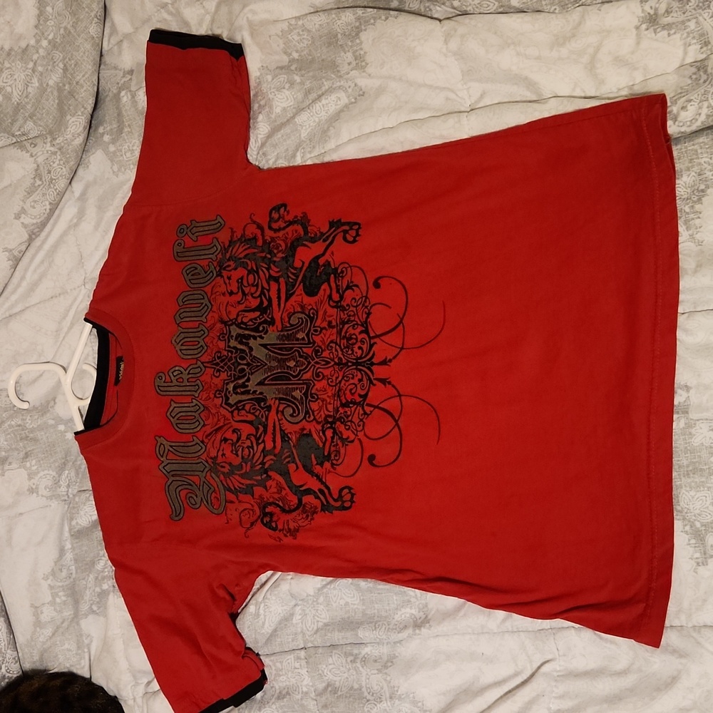 Makaveli Red Spellout Logo Crewneck T-Shirt Vintage Y2K